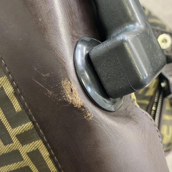 FENDI Zucca Rolling Duffel Bag Trolley Case Canvas Leather Brown SHW 70KB650 - Picture 9 of 16